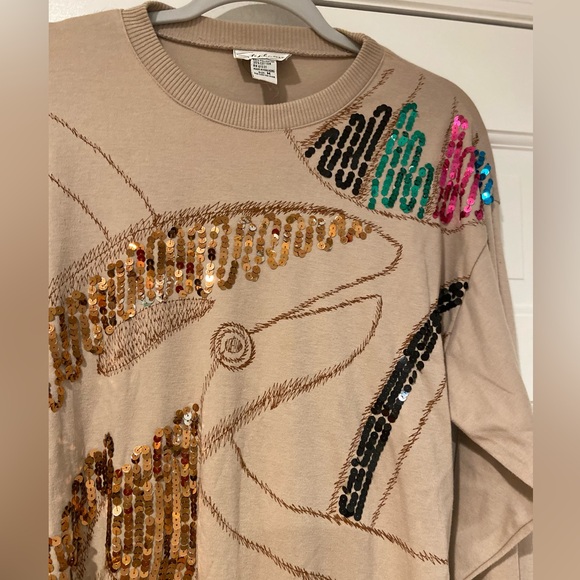 Vintage Stephanie Embellished Sequin Sweatshirt – Size M – Made in Hong Kong - Picture 2 of 6